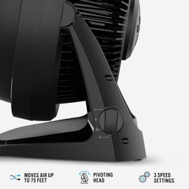 Vornado 62 Whole Room Air Circulator Fan with 3 Speeds, Black