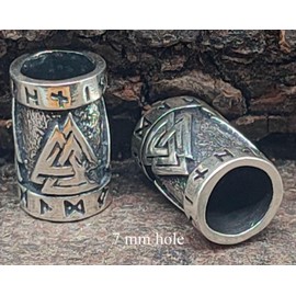 Beard Pearl Curl Bead 925 Silver Wotan Knot 7 mm, enamel, No Gemstone