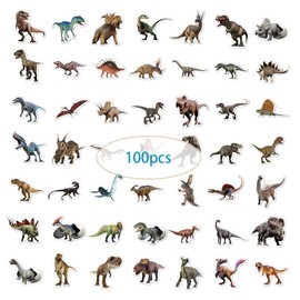 Pack of 100 Funny Dinosaur Stickers Set, Cute Dinosaur Stickers, Waterproof Vinyl Stickers, Aesthetic Stickers for Dinosaur Lovers, Scrapbook, Phone (Dinosaur Shape)