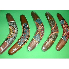 Emerald City Imports Boomerang One (1) Wood Aboriginal Made in Bali 12" or 16" Long Handmade (12" Long)
