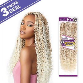 LULUTRESS Sensationnel Crochet Braids 3X Pre-Looped Bohemian Box Braid 20" (3-PACK, 1B)