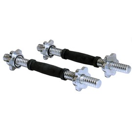 Regular 1" Chrome Dumbbell Handles w/Collars (Black Grip, 16'')