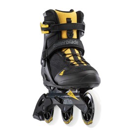 Rollerblade Macroblade 100 3WD Mens Adult Fitness Inline Skate, Black and Saffron Yellow, Performance Inline Skates