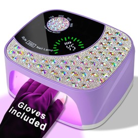 LIMEGIRL UV LED Nail Lamp Kit for Gel Polish Professional Fast Curing Purple Dryer Light Set with 4 Timer Settings Cordless Rechargeable Nail Art Cure Machine with UV Gloves and Automatic Sensor