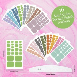 XEAOHESY 352 Pieces 16 Sheets Dark Solid Color Toe Nail Polish Strips Toe Nail Wraps with Nail File Self-Adhesive Gel Nail Strips Toe Nail Stickers Full Nail Wraps for Women Toenail Art