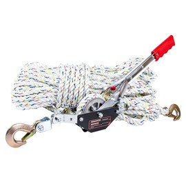 Mimanchi 3/4 Ton Rope Puller, Come Along Winch with 100ft of 0.6" Dia. Rope, 2 Hooks - Heavy Duty Ratchet Power Puller Tool for Moving Boats, Securing Items, Trailers, Tree Felling