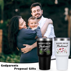Gtmileo Quieres Ser Mi Padrino Madrina, Will You be My Godparents Gifts in Spanish, Padrinos De Bautizo Propuesta Gifts, 30oz Quieres Ser Mi Padrino Madrina Stainless Steel Insulated Tumbler Set