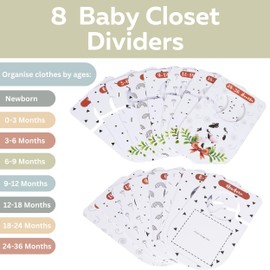 Hamedis Customisable Wardrobe Dividers - 8 x Unisex Baby Closet Organiser Hangers (Newborn to 36 Months) - Personalise with Baby Picture - Keepsake Storage Box (Dividers Only) …