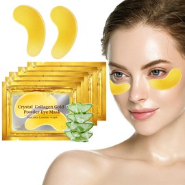 32 Pares Parches para Ojos, Máscaras de Colágeno de 24 K en Polvo de Oro, Mascarilla Contorno Ojos, Antienvejecimiento, Elimina Bolsas, Círculos Oscuros y Descoloración, Antiarrugas, Hidratante