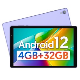 BAKEN 10 Inch Tablet, Android 12 Tablets, 4(2+2) GB RAM, 32GB ROM, 1280x800 IPS HD Touchscreen, Quad Core Processor, GMS, WiFi 6, 6000mAh Battery, Bluetooth Tablet PC, Dual Camera, Games(Purple)