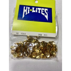 Hi-Lites Gold Metallic Cupped 8 mm Sequins - 4 Packs 200 each 800 pcs - Vintage