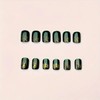 24Pcs Glossy Press on Nails Short Square Green Christmas Tree