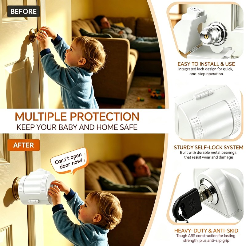 Child Proof Door Knob Cover Lock for Dementia Elderly Safety