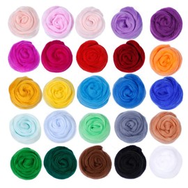 Dennty Wool Felt Wool Set, Wool Fiber, Fluffy, Cute, Colorful, Wool Candy, For Beginners, Wool Kit, Craft Set, DIY Material, Handicraft, 25 Color Set