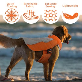 MHaustlie Dog Cooling Vest, Dog Harness Cooler Jacket with Adjustable, Titanium D-rings and Breathable Lightweight Cool Pet Vest for Small Large Dogs