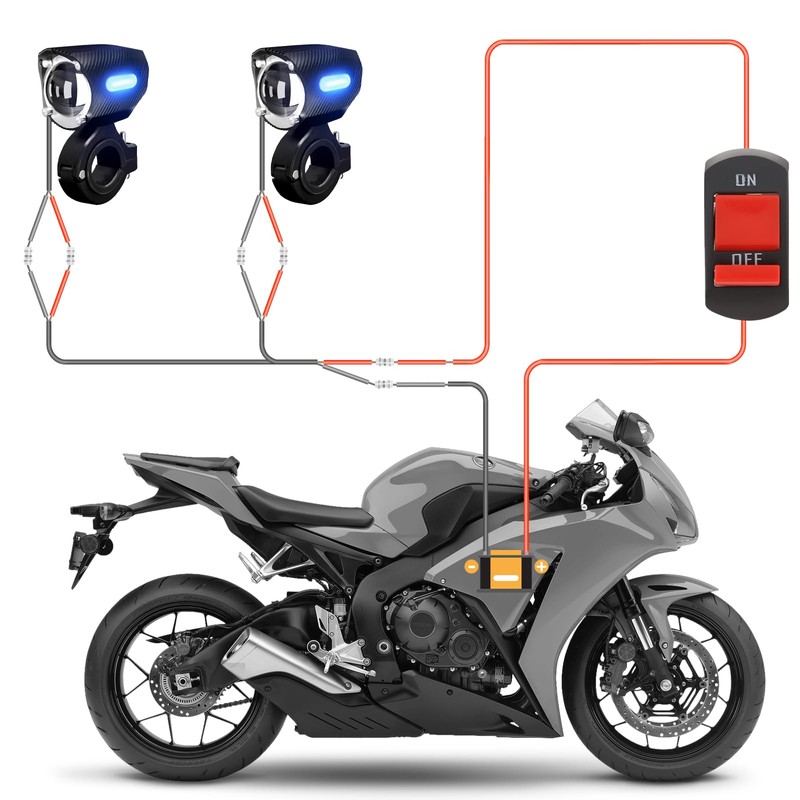 Motorcycle Driving Lights 120W Auxiliary Hi Lo 5-Mode Foglights Spotlights