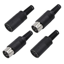 SHUKEFER 4 Pin DIN Connector 2PCS 4 Pin DIN Male Plug + 2PCS 4 Pin din Female Plug Soldering Connector for Audio Video AV MIDI Cable Adapter Keyboard