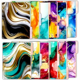 PARTH IMPEX 12 Pack Decorative File Folders, 1/3 Cut Tab with Assorted Positions, Letter Size Paper Holders (9.75” x 11.75”) Matte Finish Laminated for Office School Work - Marble Pattern Design