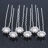 Bridal/Wedding/Prom/Party Set Of 6 Rhodium Plated Crystal Simulated Pearl Flower