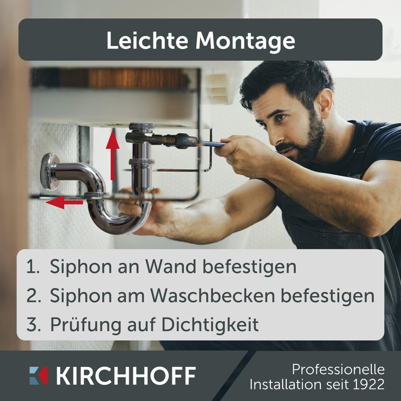 KIRCHHOFF Siphon Sink Plus, Siphon with Extra Long Drain Pipe