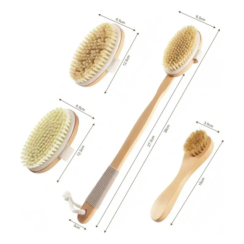 Cepillo Corporal Exfoliante Cuerpo Piel Circulacion Kit 4pcs