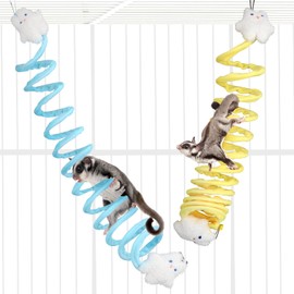 2pcs Sugar Glider Toys, Soft Elastic Rat Climbing Toys for Cage Sugar Glider Climbing Mats with Little Dolls Rat Enrichment Toys Accessories for Sugar Glider Hamster Squirrel Guinea Pig