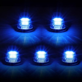JUEDIMA Roof Running Light Chrome Housing Smoked Lens Blue LED Cab Roof Lamps Fits for Ford F-150/F-250/F-350 80-96, EOTZ-15442-E F3HZ-15442-B