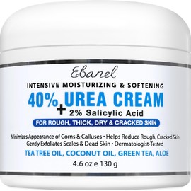 Ebanel Evanel Urea Cream 40% + Salicylic Acid 2% For Dry Heels Foot Knee Elbow Hand Foot Dead Skin Cuticle Callus Remover Toenail Softener Keratolytic Skin Barrier Repair 4.6 Ounce / 에바넬 요소 크림 40% + 살리실산 2% 건조한 발뒤꿈치를 위한 풋 무릎 팔꿈치 손 발 각질 큐티클 캘러스 리무버 발톱 유연제