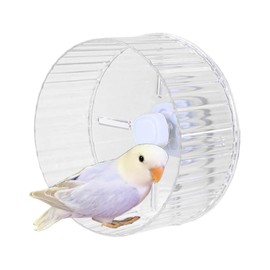 Bird Wheel Toy, Silent Parrot Exercise Wheel Interactive Rotating Toy for Small Medium Birds - Parakeets Cockatiels Conures Lovebirds Finches - Bird Cage Enrichment Accessory (L (8.3''D),Clear)