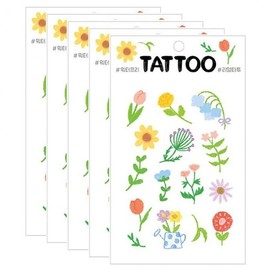 Real Vivid Kids' Pastel Flower Tattoo 5-Pack Temporary Tattoo