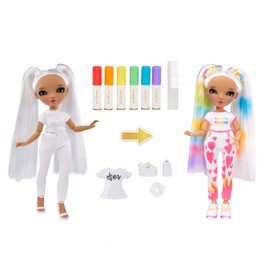 Rainbow High Color & Create Fashion DIY Doll with Washable Rainbow Markers, Green Eyes, Straight Hair in 2 Pig Tails, Bonus Top & Shoes. Color, Create, Play, Rinse and Repeat. Creative 4-12+