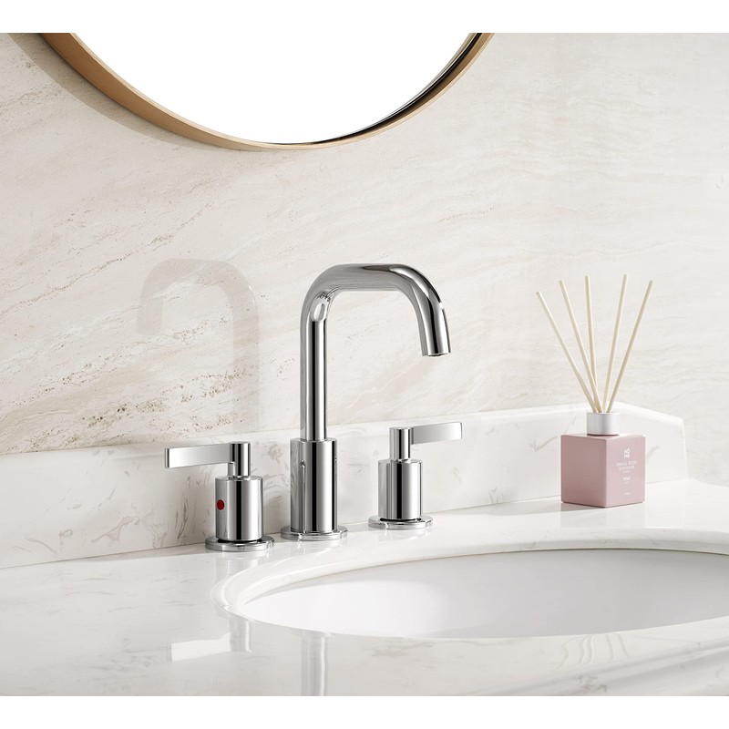 TimeArrow Chrome 8 Inch Widespread Bathroom Sink Faucet 3 Holes