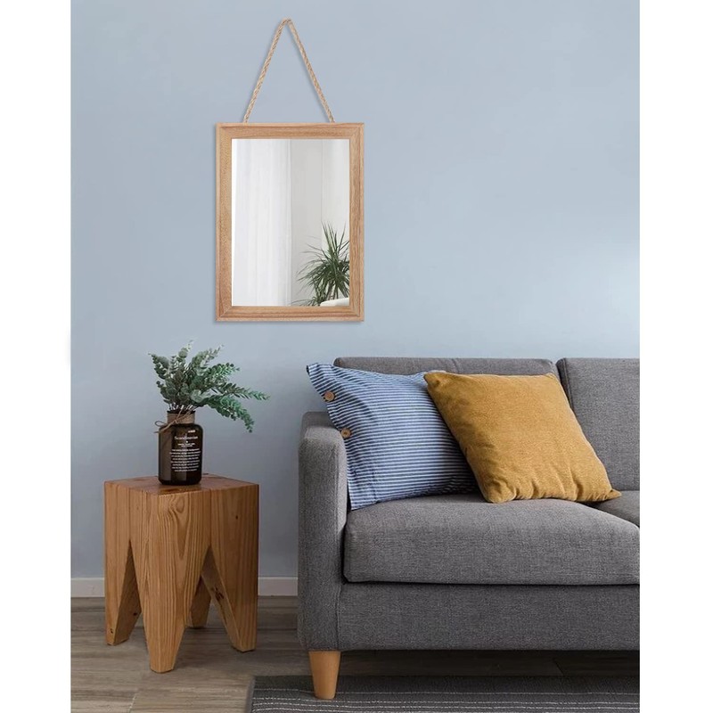 AAZZKANG Rustic Mirrors for Wall Rectangle Wooden Frame Hanging Mirror
