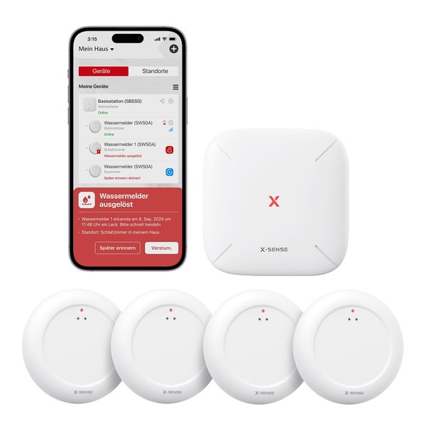 X-Sense SWS0A41 WLAN Water Detector with SBS50 Base Station, Smart