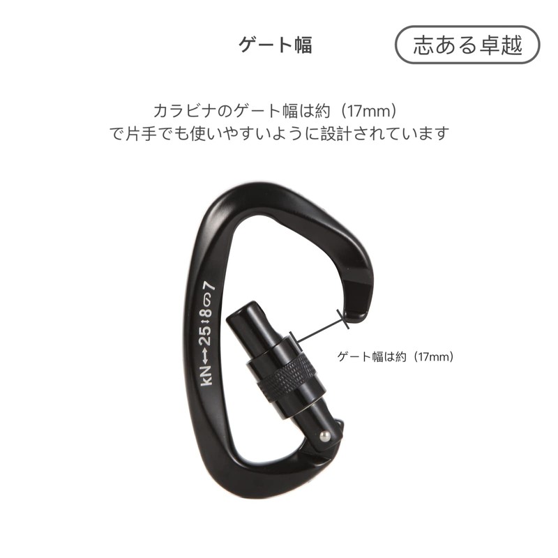 D.E. Carabiner, Ultra Lightweight, High Strength, CE Certified, Large, 25