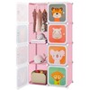Costzon Kids Wardrobe Closet, Cartoon DIY Modular Dresser Storage Organizer