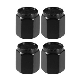 Motoforti Universal Car Tire Valve Stem Caps, Aluminum Alloy, Black, 4 Pcs