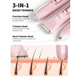 Ufree Bikini Trimmer Women Electric Razors Dual Head, Pubic Body Hair Trimmer Electric Shaver for Face, Legs, Arm, Rechargeable Lady Shaver Waterproof, Summer Grooming Kit