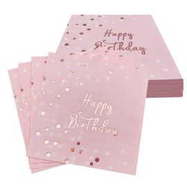 Audamp Servietten Geburtstag Mädchen Tischdeko Geburtstag Happy Birthday Servietten für Mädchen Geburtstag Party Deko 32 Stück
