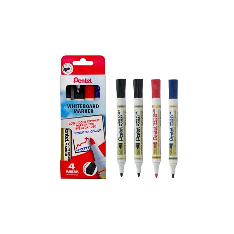 Pentel YMW85/4-MIX Whiteboard Marker - Multi-Colour