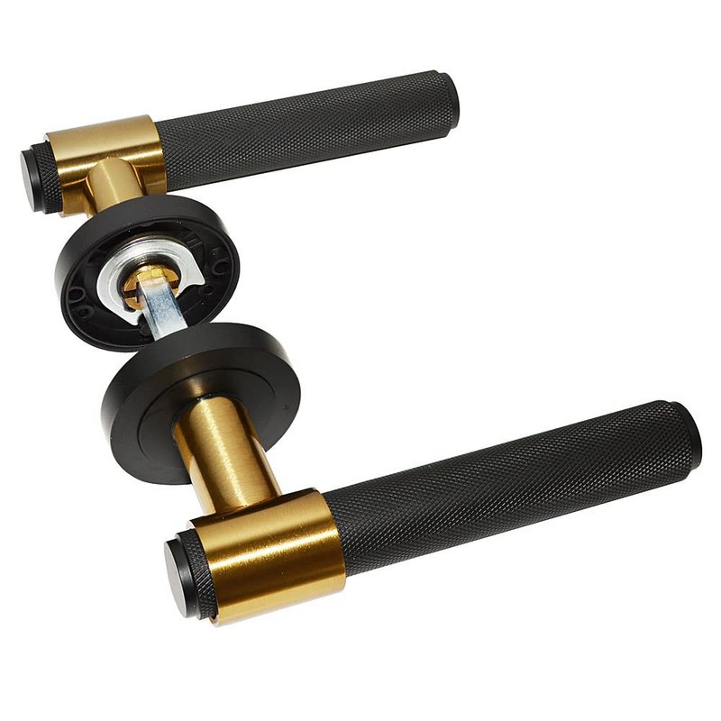 HANDLESTORE Knurled Lever on Rose Door Handles – Matt Black