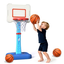 Toddler Basketball Hoop Indoor for Age 1 2 3, Adjustable Kids Basketball Hoop, Mini Basketball Hoop with 3 Balls for Outdoor Poolside, Christmas Birthday Sport Toys Gifts for Baby Boys Girls Age 1-3