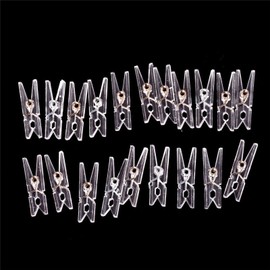 20Pcs Clear Plastic Clothes Pins,Clothes Line String Clips, Mini Clothes Pins, Photo Paper Peg Pins Craft Clips Laundry Storage and Organization Storage and Organization(2.5cm