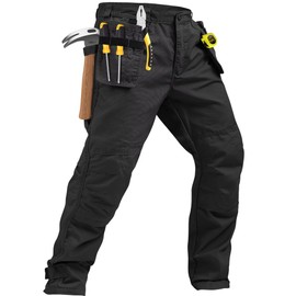 GSGGIG Mens Cargo Pants, Ripstop Construction Hiking Pants, Multi-Pocket Utility Pants with Multi Pocket SB129Y Black 40