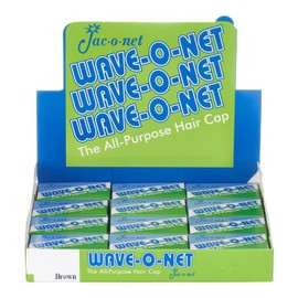 Hair Net Wave-O-Net Medium Weight, Brown, Packed 24 per Display,1 Display of 24 Nets