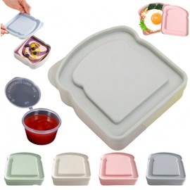 FeBohao Sandwich Container with Lid Plastic Snack Box Reusable Snack Packs Lunch Box Food Containers with Sauce Contain (Blue)