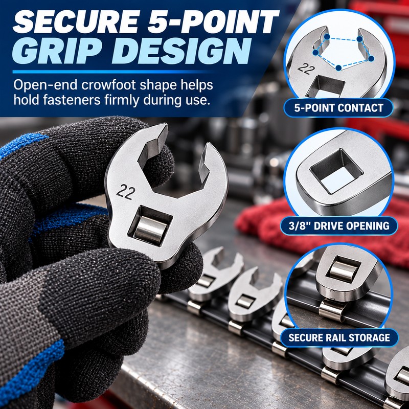 Crowfoot Wrench Set for Tool Kits – 3/8-Inch Drive Carbon