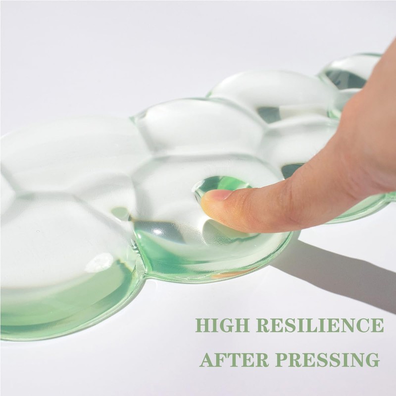 Clear Gel Wrist Rest for Keyboard and Mouse, Green Cloud