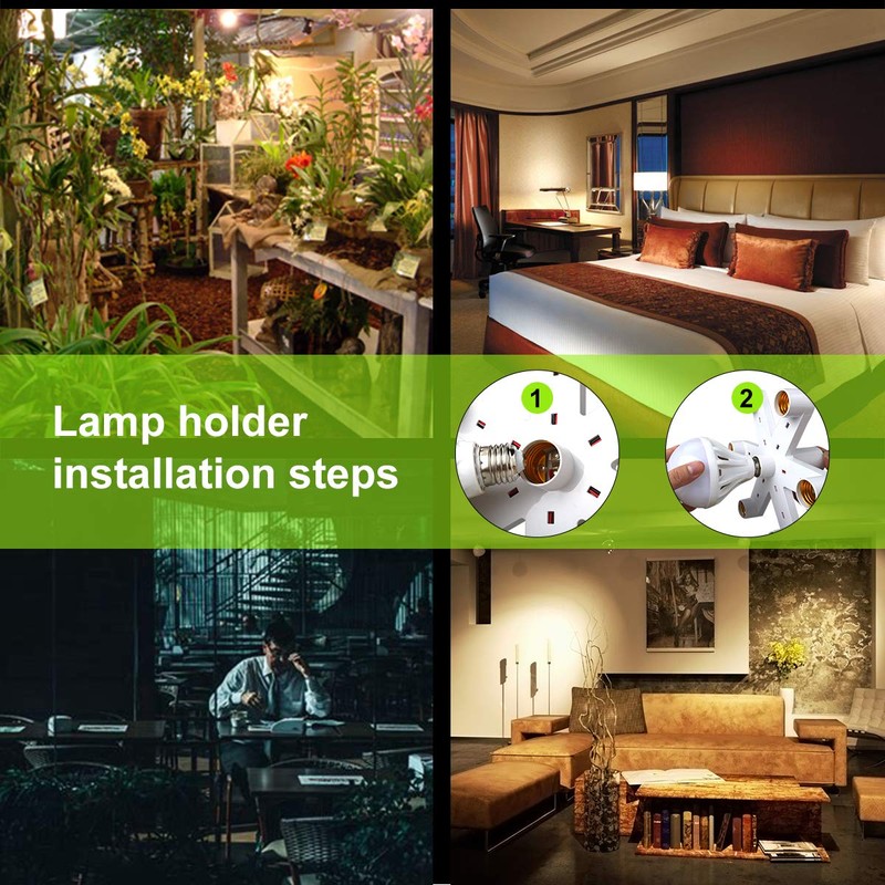 8T8 E26/E27 7 in 1 Light Bulb Socket Splitter Adapter,