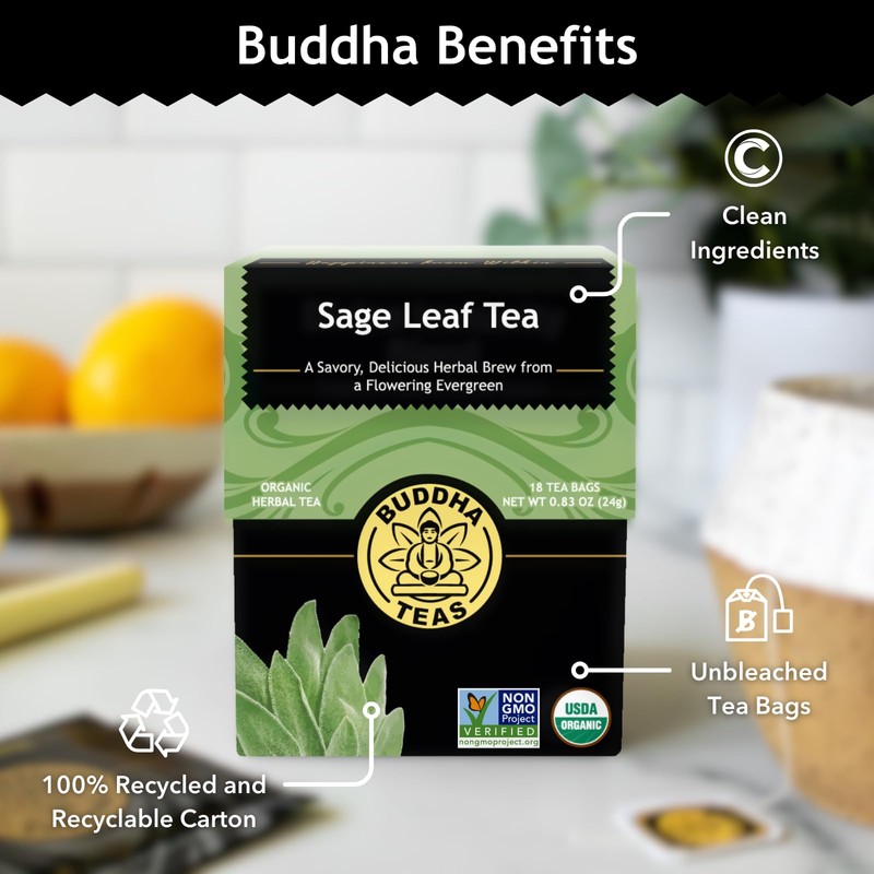 Buddha Teas - Organic Sage Leaf Tea - Herbal Tea